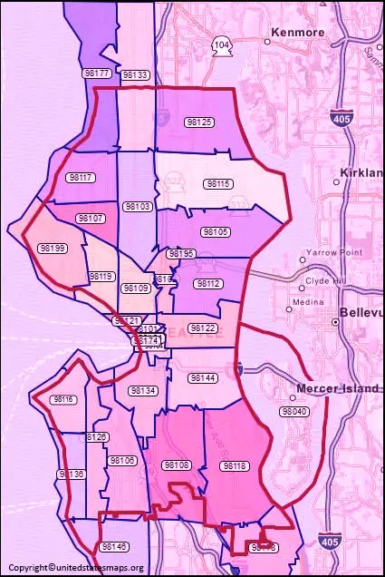 Seattle Zip Code Map Map Of Seattle Zip Codes 9870