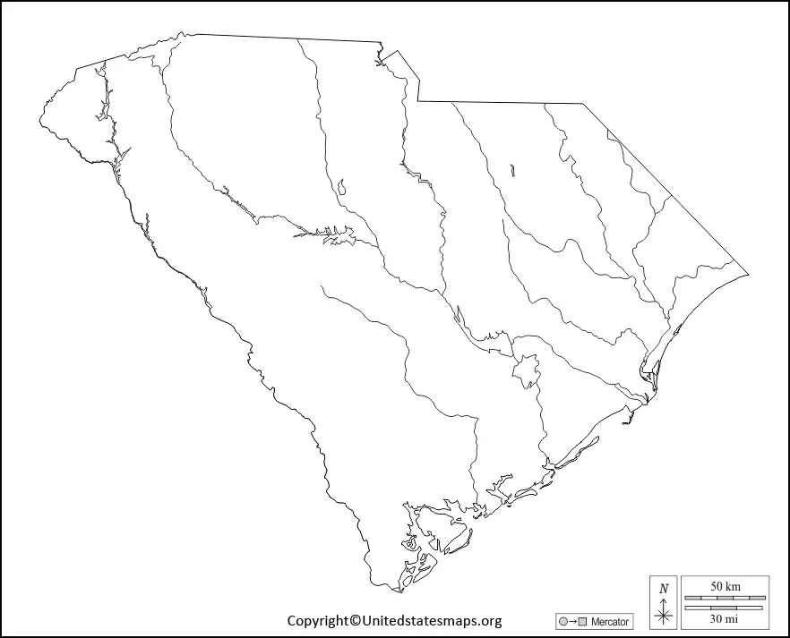 Blank South Carolina map worksheet
