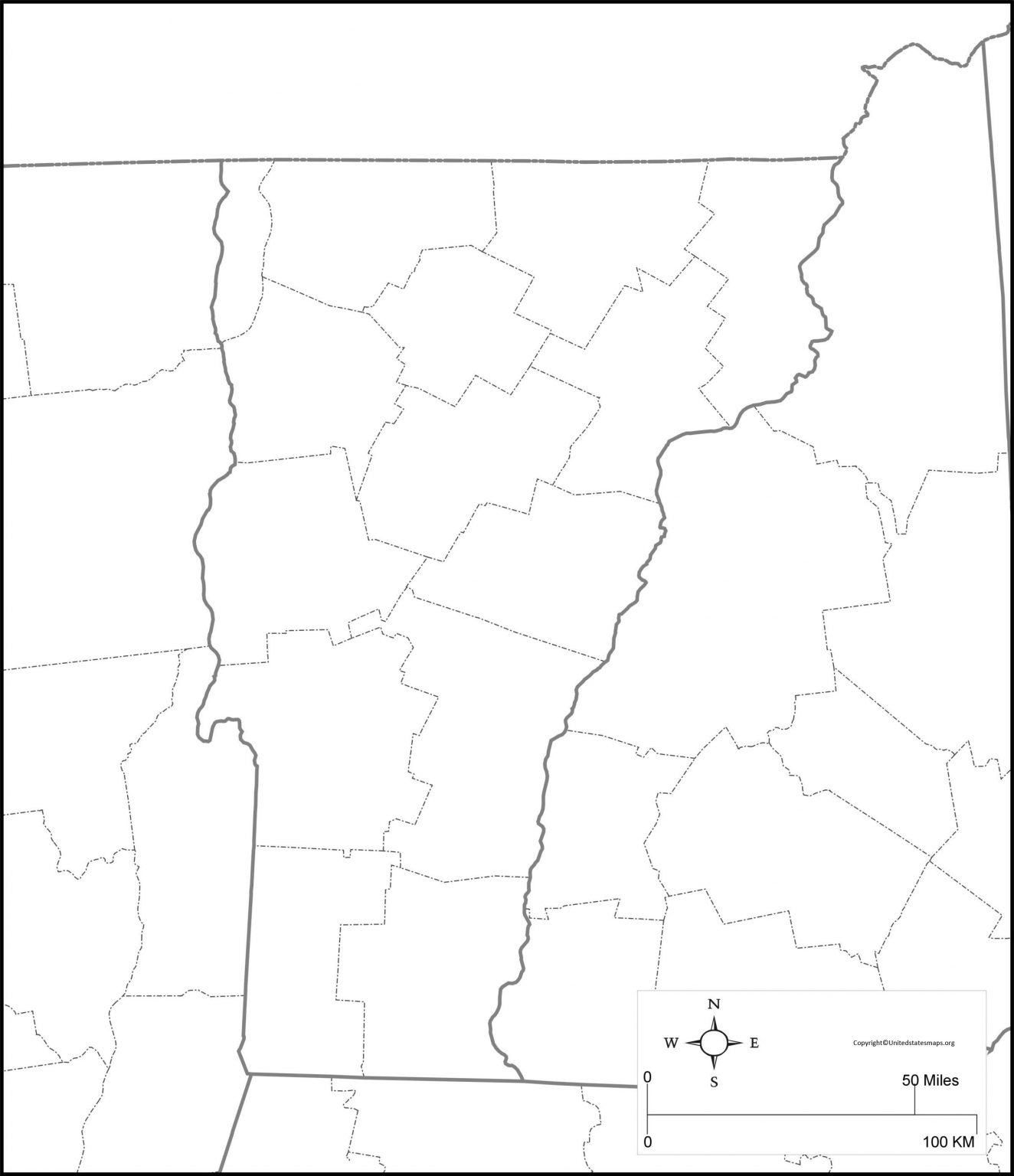 Blank Vermont Map Printable Map of Vermont in PDF