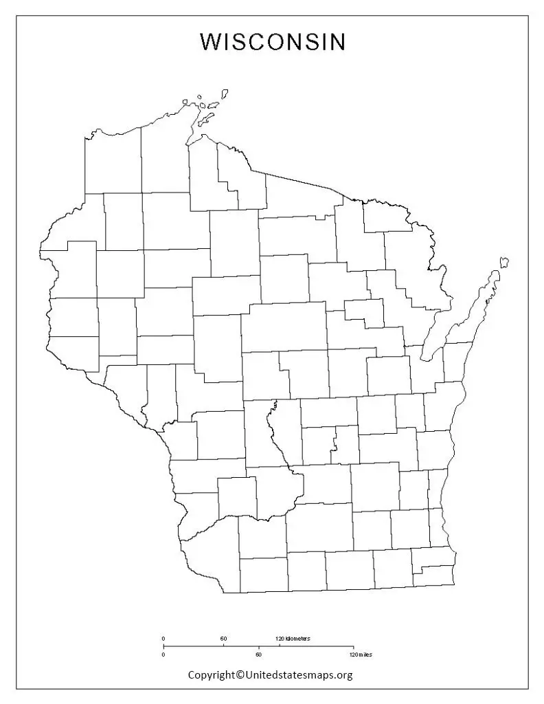 Printable Map of Wisconsin