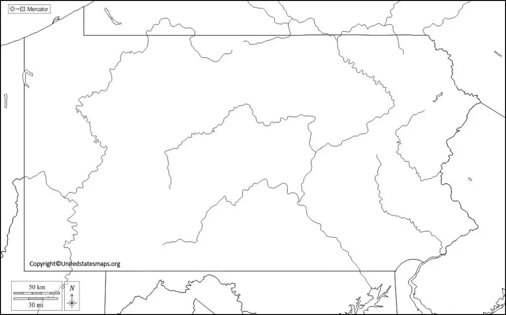 Printable map of Pennsylvania