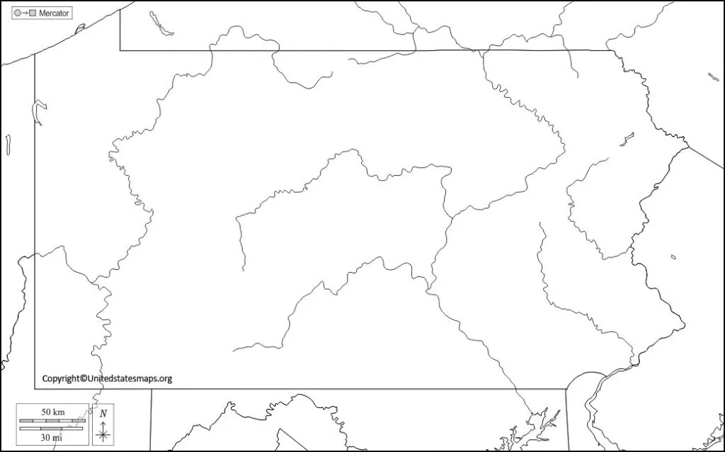 Blank Pennsylvania Map Printable Map Of Pennsylvania 3132
