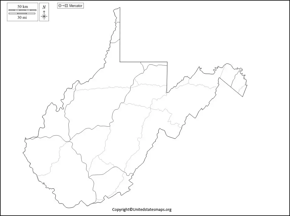 Blank West Virginia Map worksheet