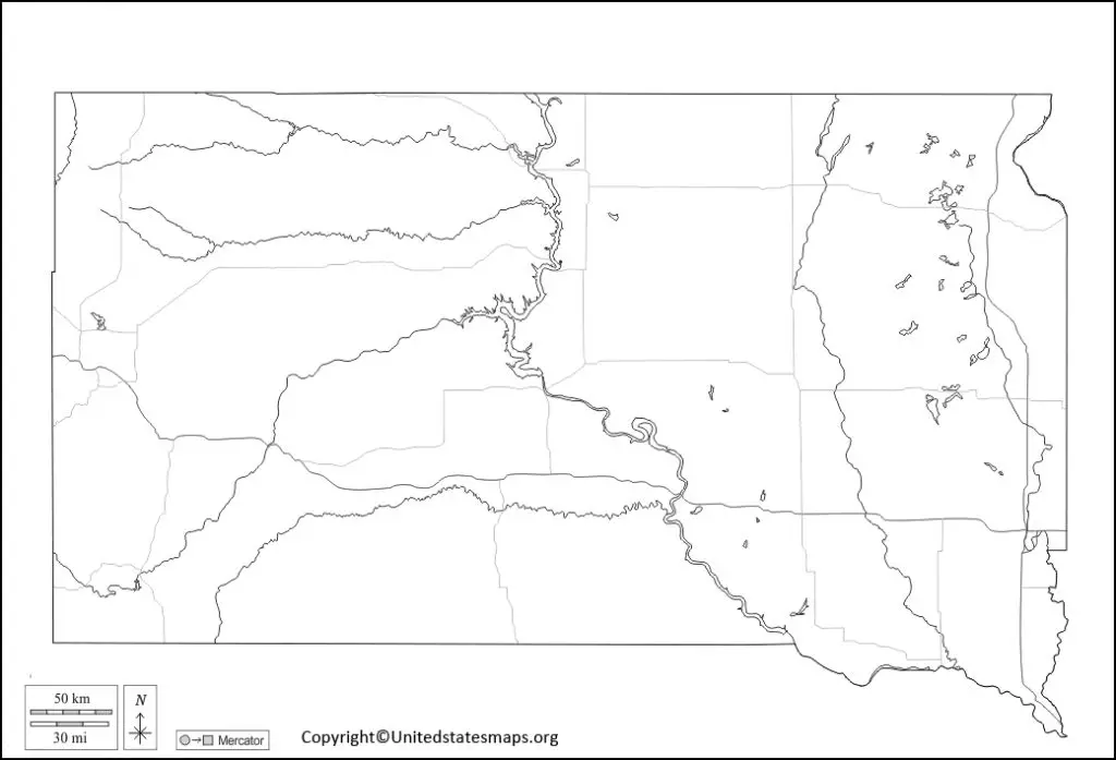 Blank South Dakota Map Worksheet