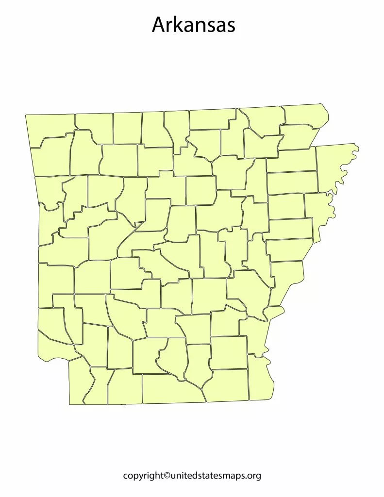 Blank Arkansas Map | Printable Map Of Arkansas in PDF