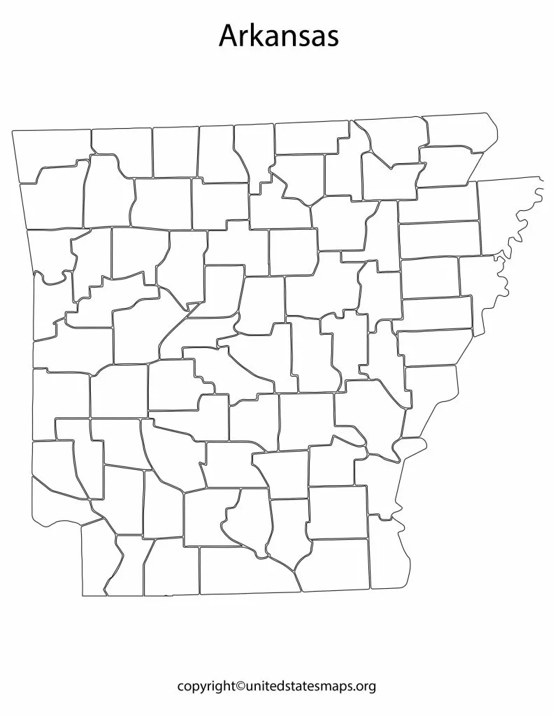 Blank Arkansas Map | Printable Map Of Arkansas in PDF