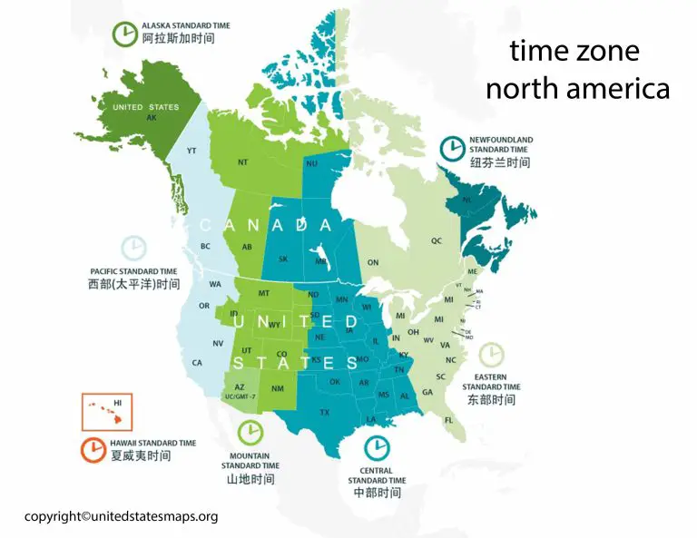 Time Zone Map North America Map - North America Time Zone Map 768x593