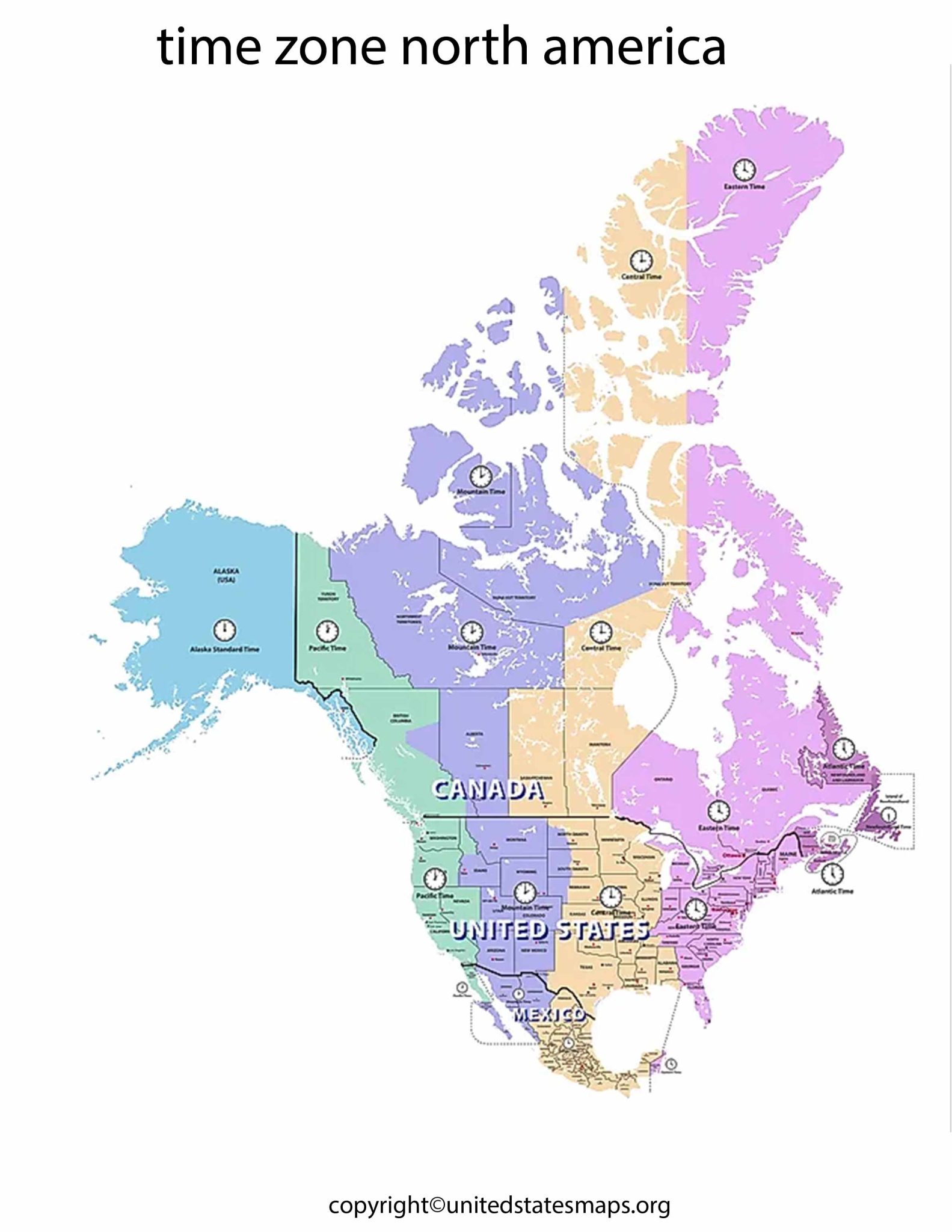 Time Zone Map North America Map - North America Time Zones Map 1583x2048