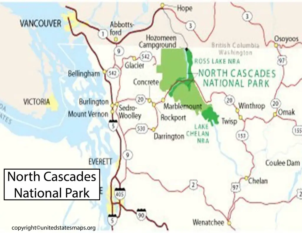 North Cascades National Park Hiking Trail Map