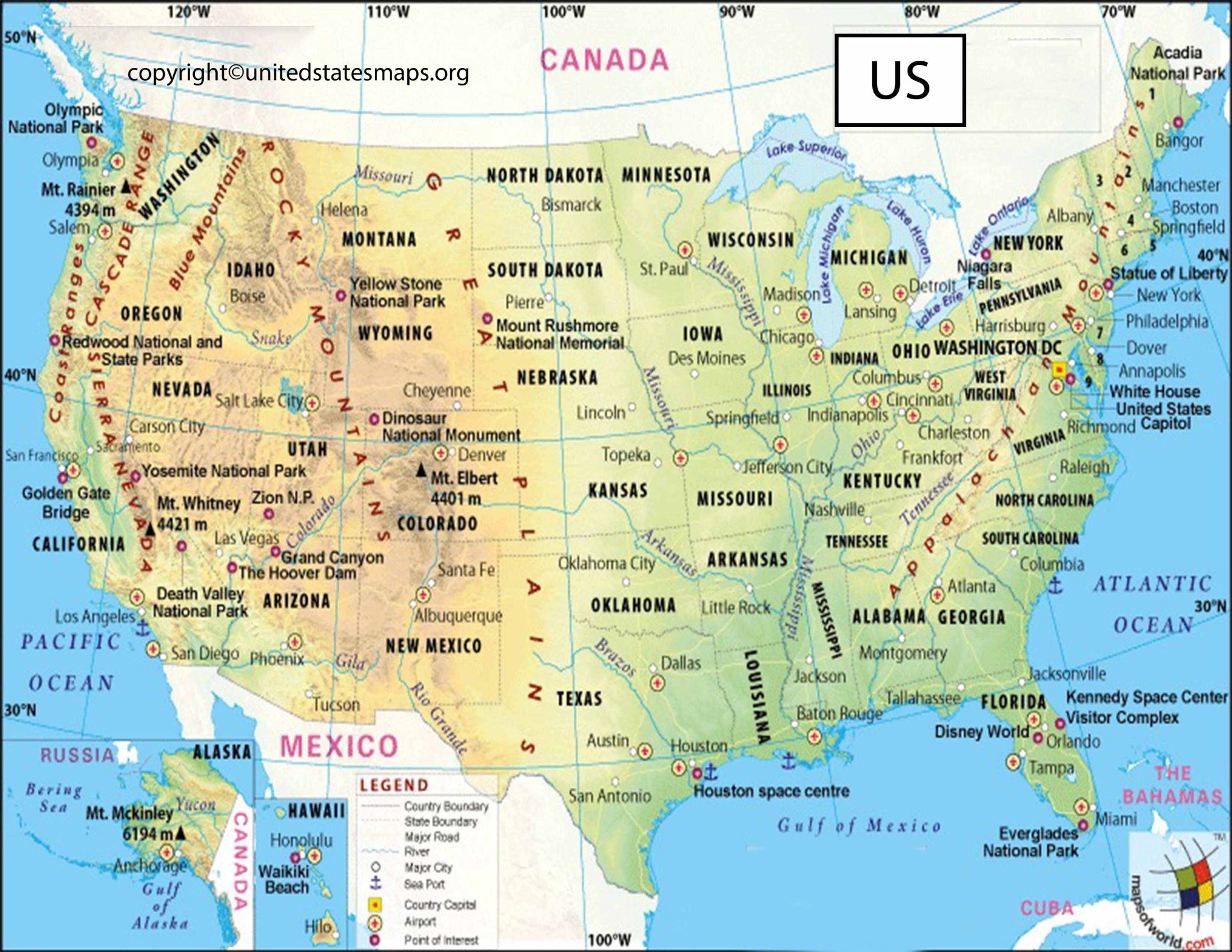 US World Map | United States World Map with States