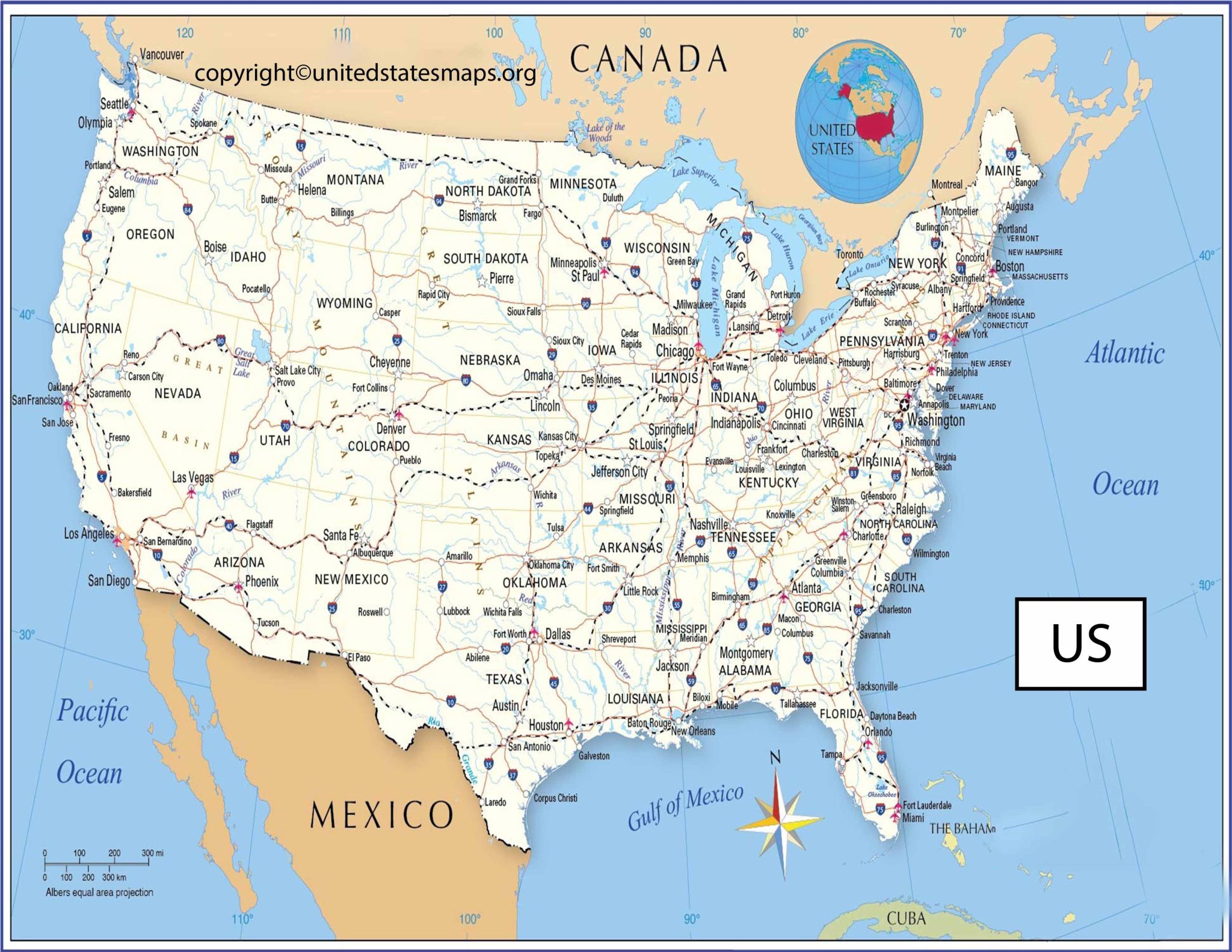 US World Map | United States World Map with States