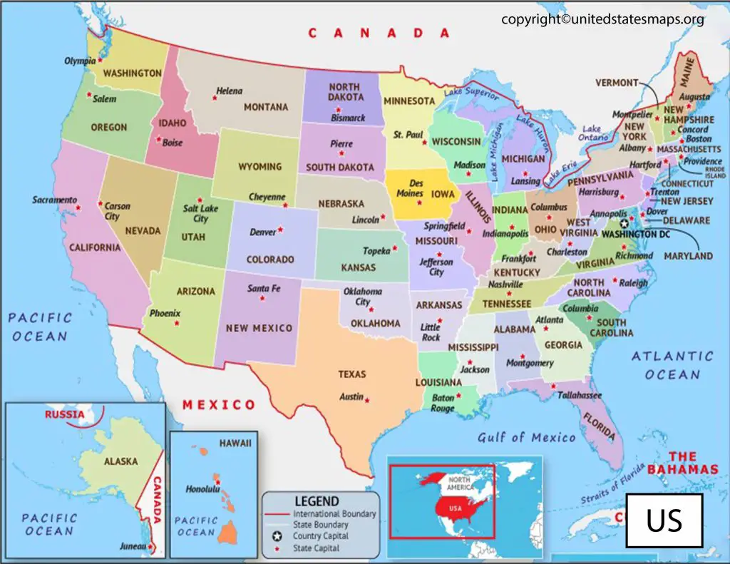 World Map of United States of America