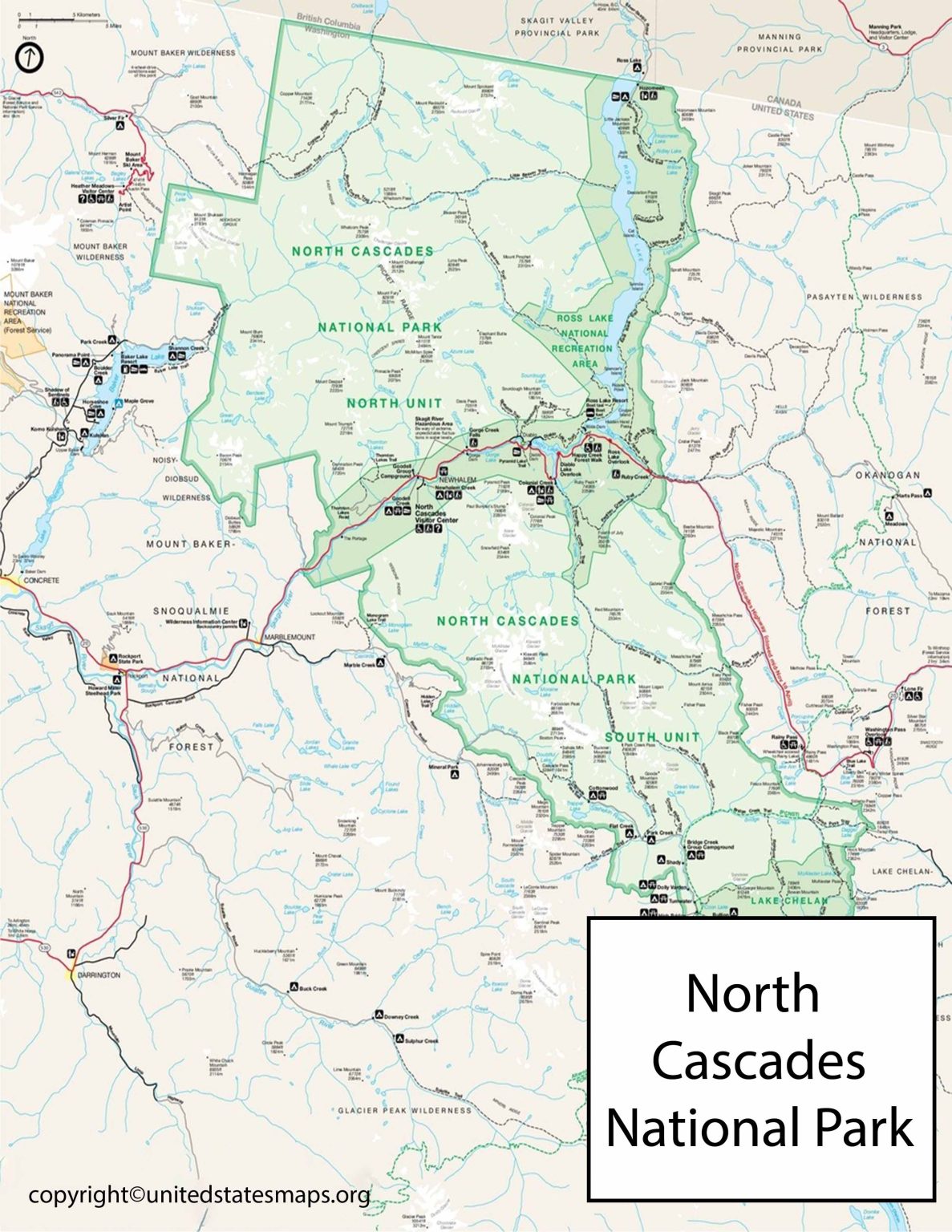 North Cascades National Park Map - North Cascades National Park Backcountry Map 1187x1536 