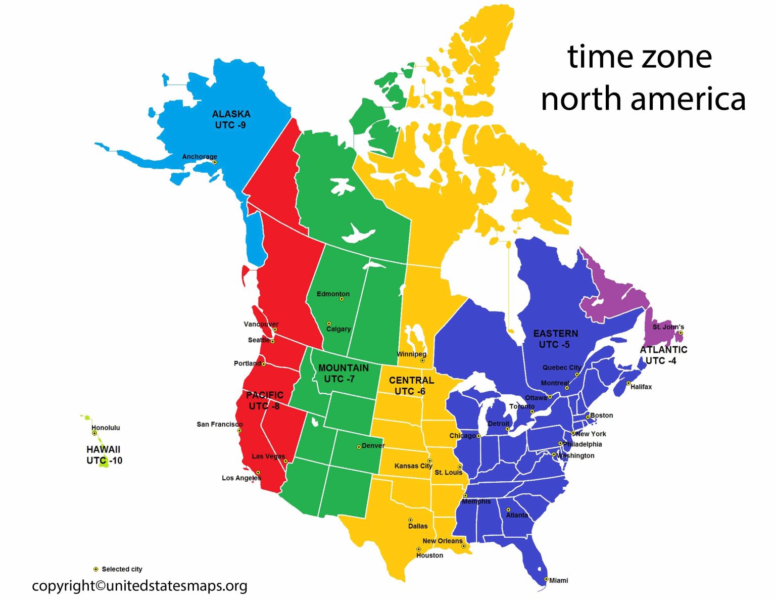 Time Zone Map North America | Map of North America Time Zone