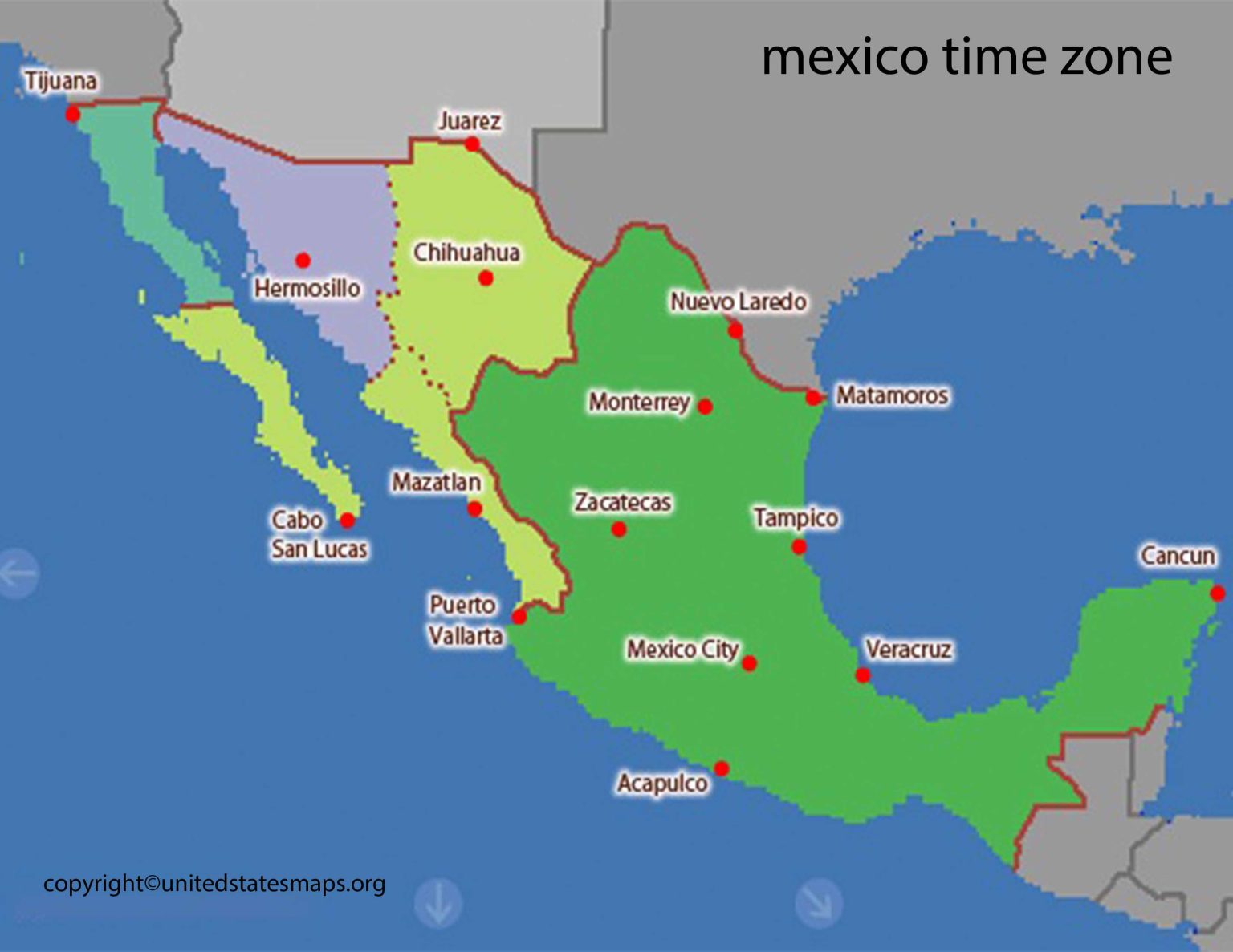 Mexico Time Zone Map