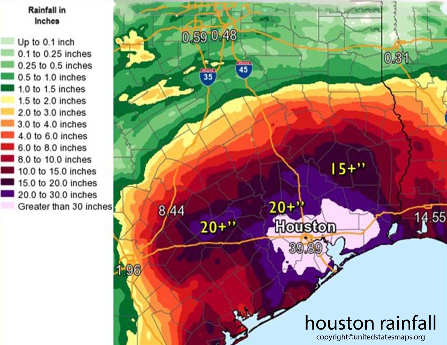 Houston Rainfall Map 