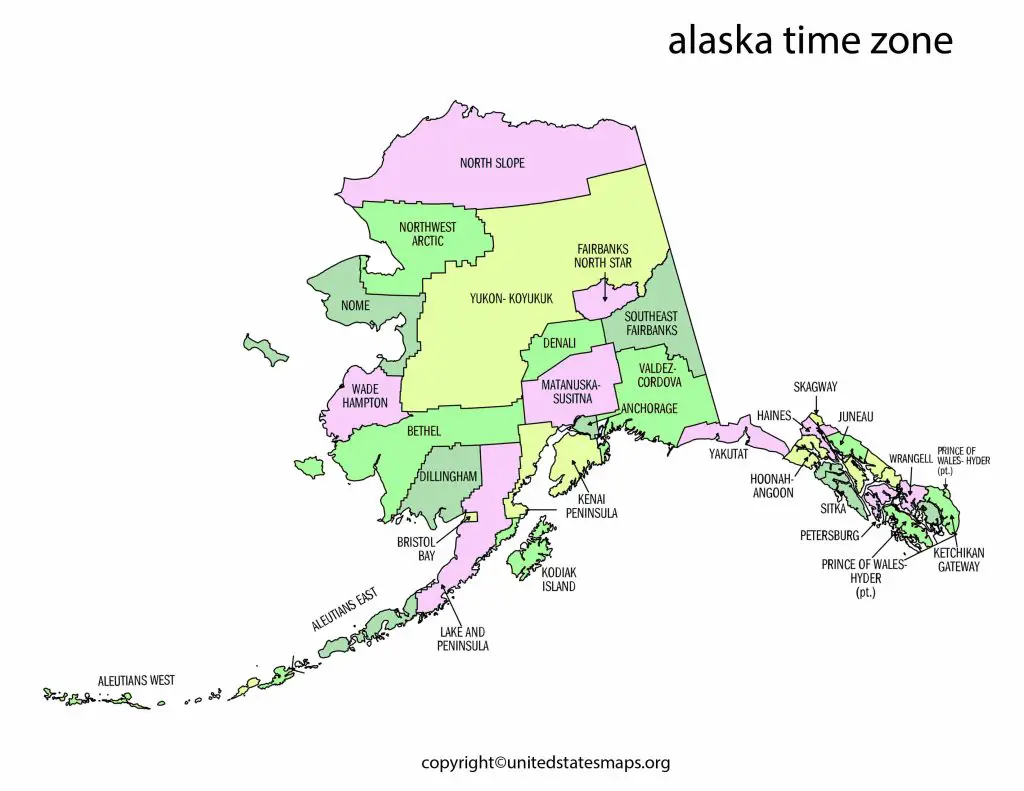 Alaska Time Zones Map