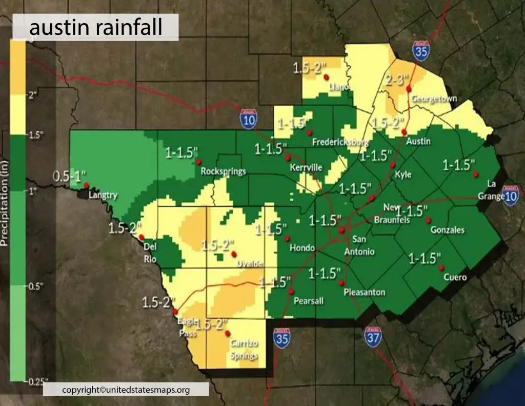 Annual Rainfall Map Austin
