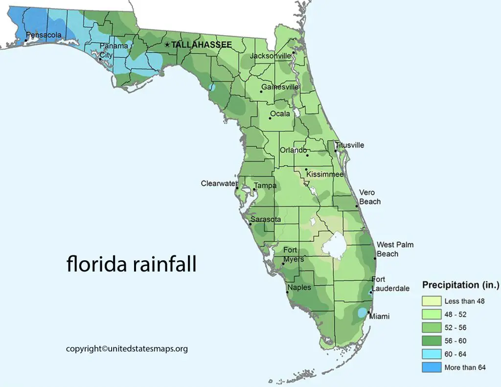 Annual Rainfall Map Florida