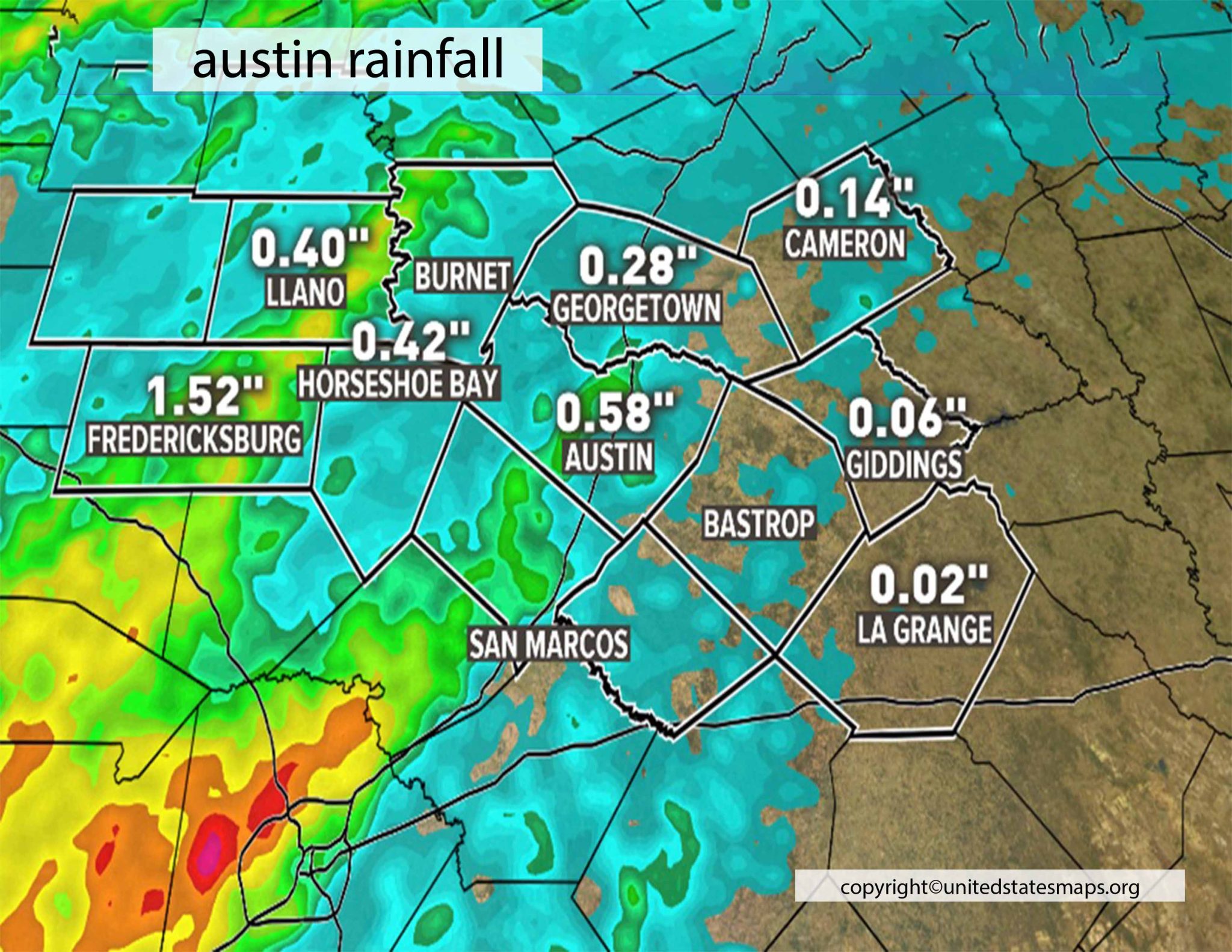 Austin Rainfall Map Rainfall Map of Austin