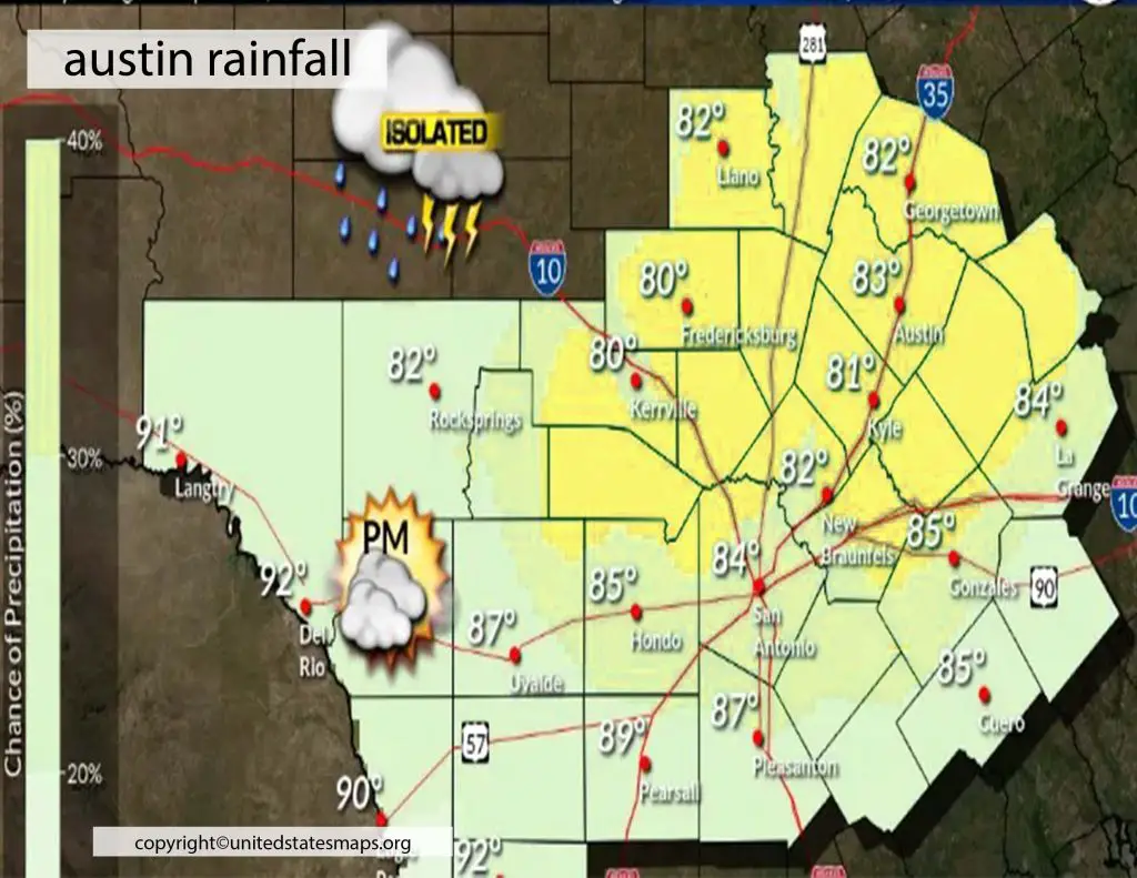 Average Rainfall Map Austin