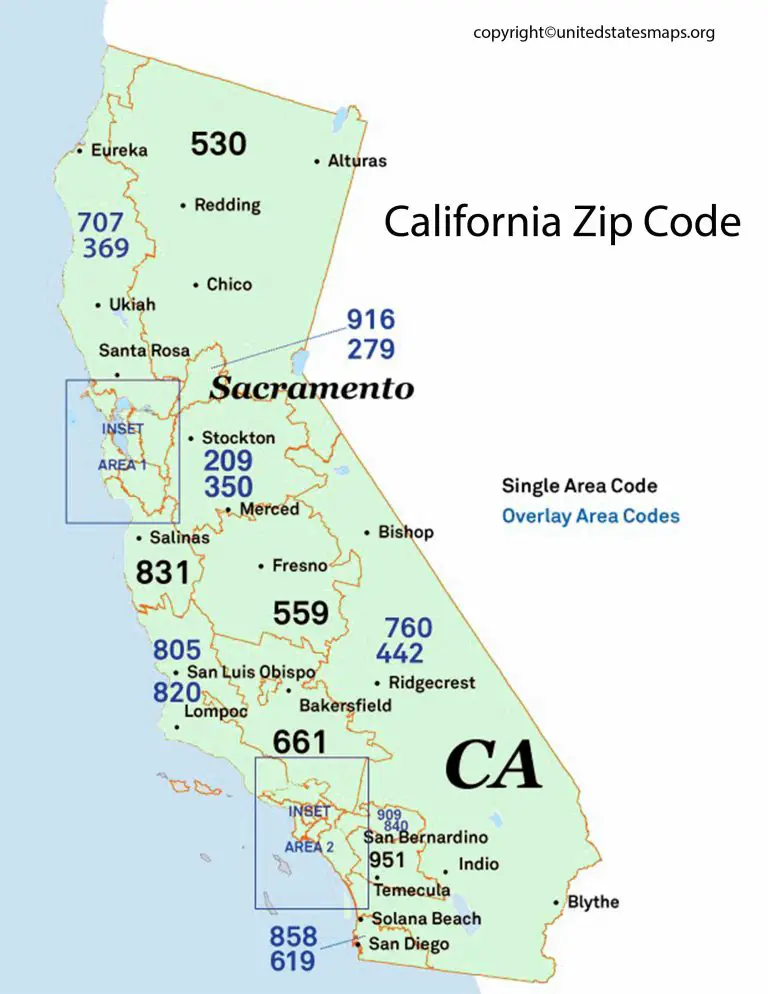 California Zip Code Map | Zip Codes in California Map