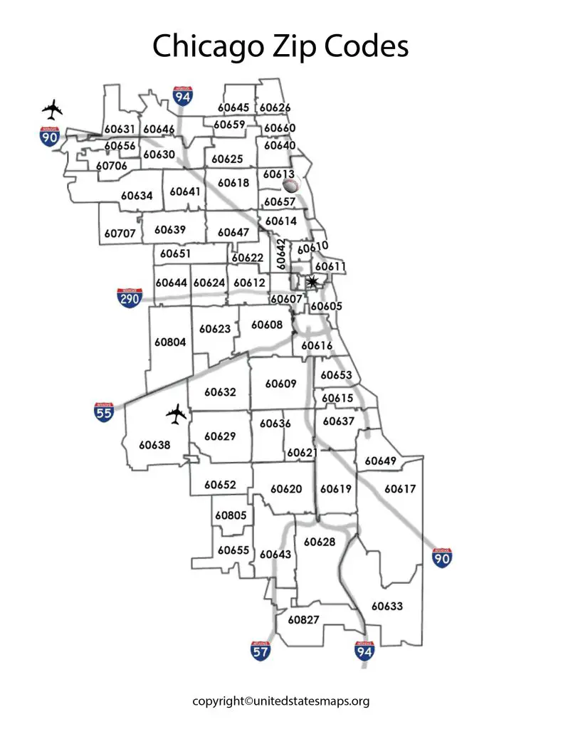 Chicago Zip Codes Map Zip Code Map Of Chicago