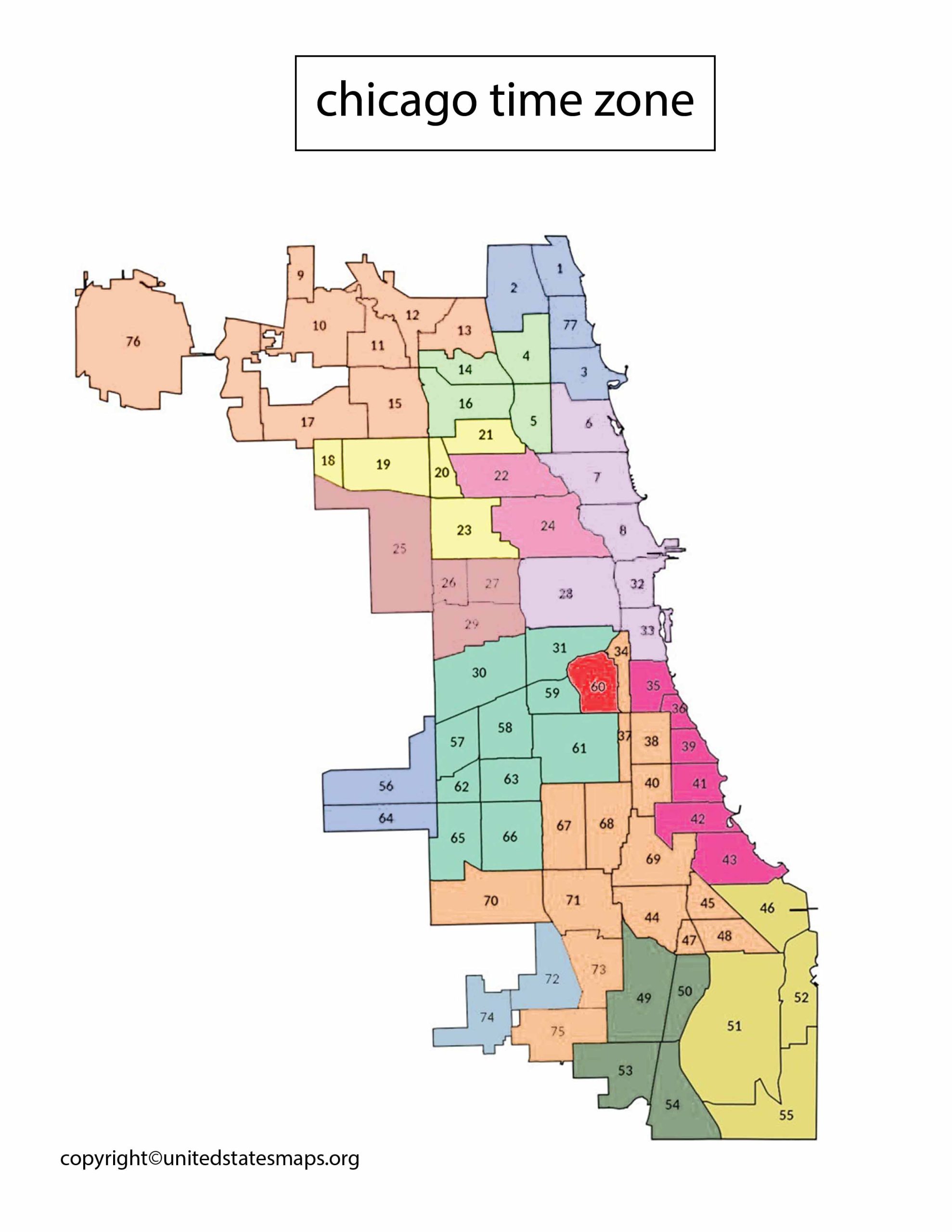 Chicago Time Zone Map Map of Time Zones Chicago