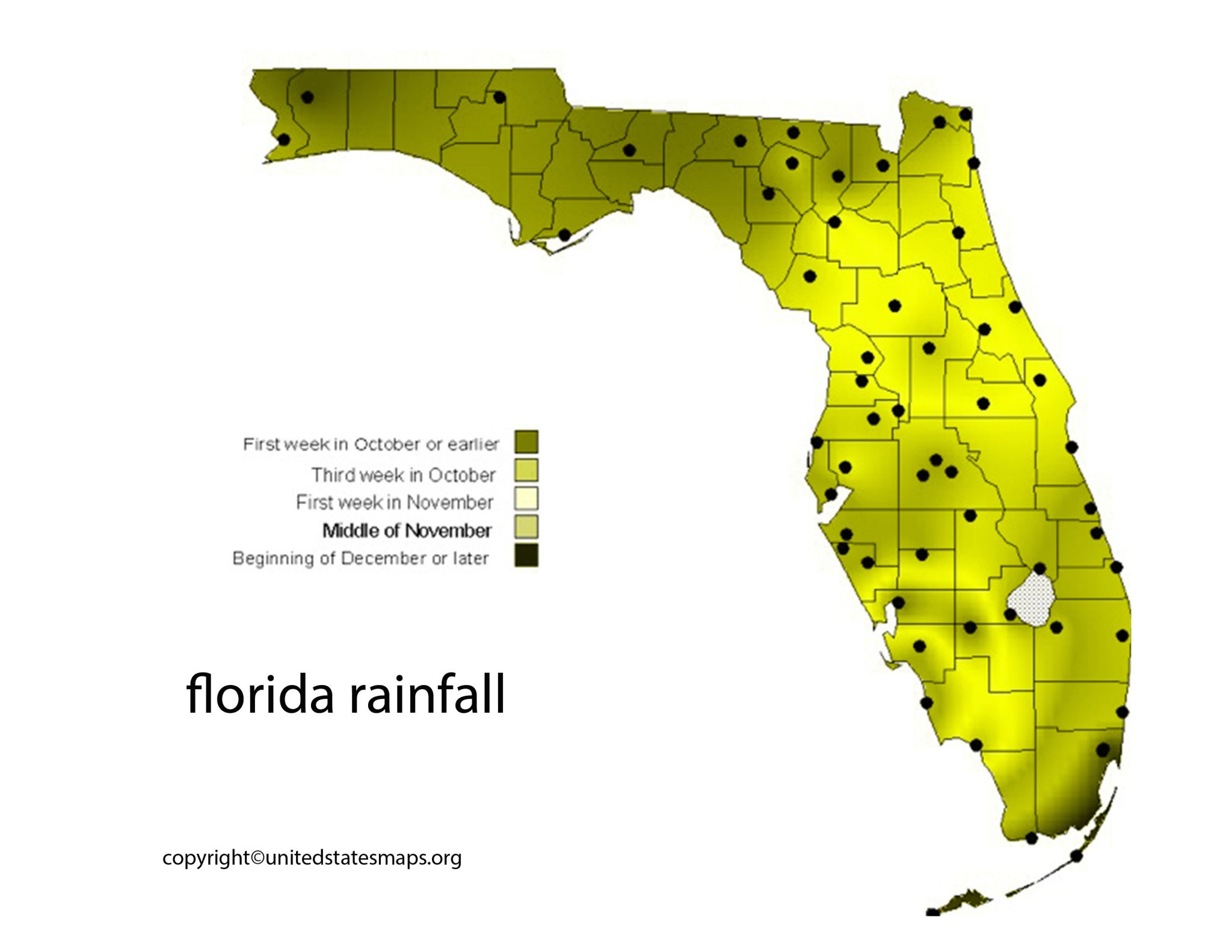 Florida Rainfall Map Rainfall Map of Florida