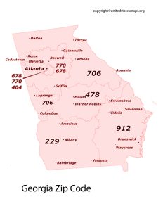 Georgia Zip Code Map Map Of Georgia Zip Codes   Georgia Map By Zip Code 232x300 