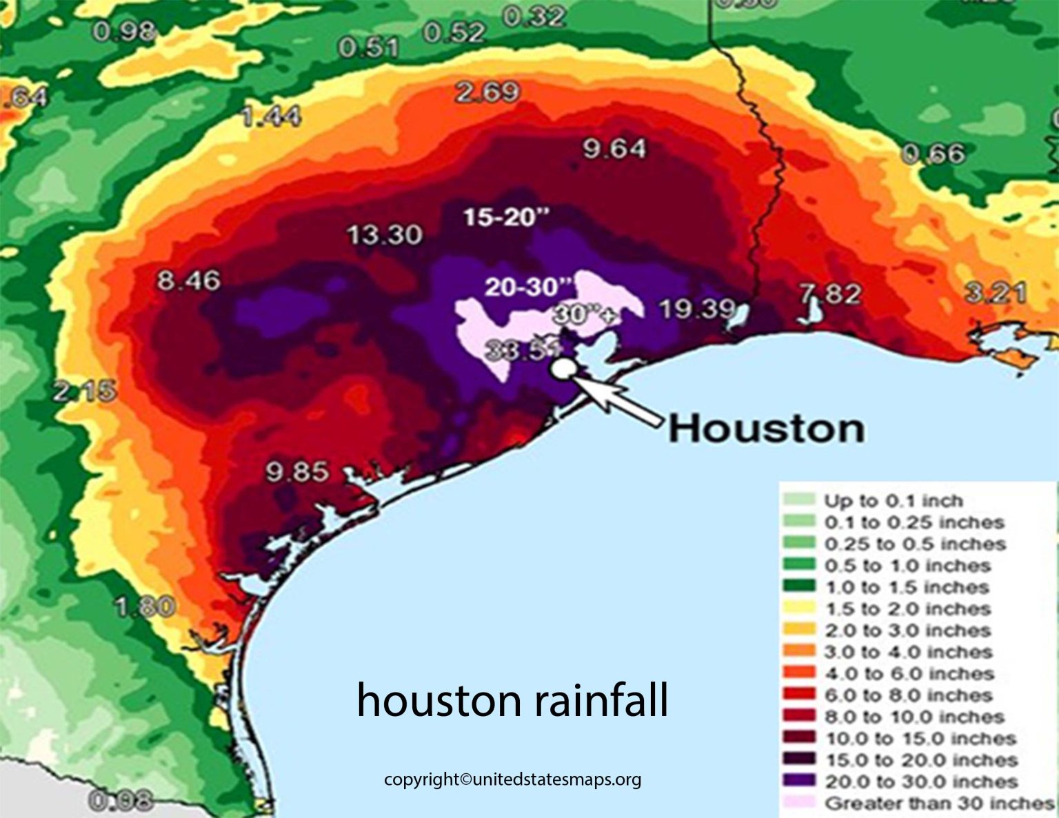 Houston Rainfall Map Rainfall Map of Houston