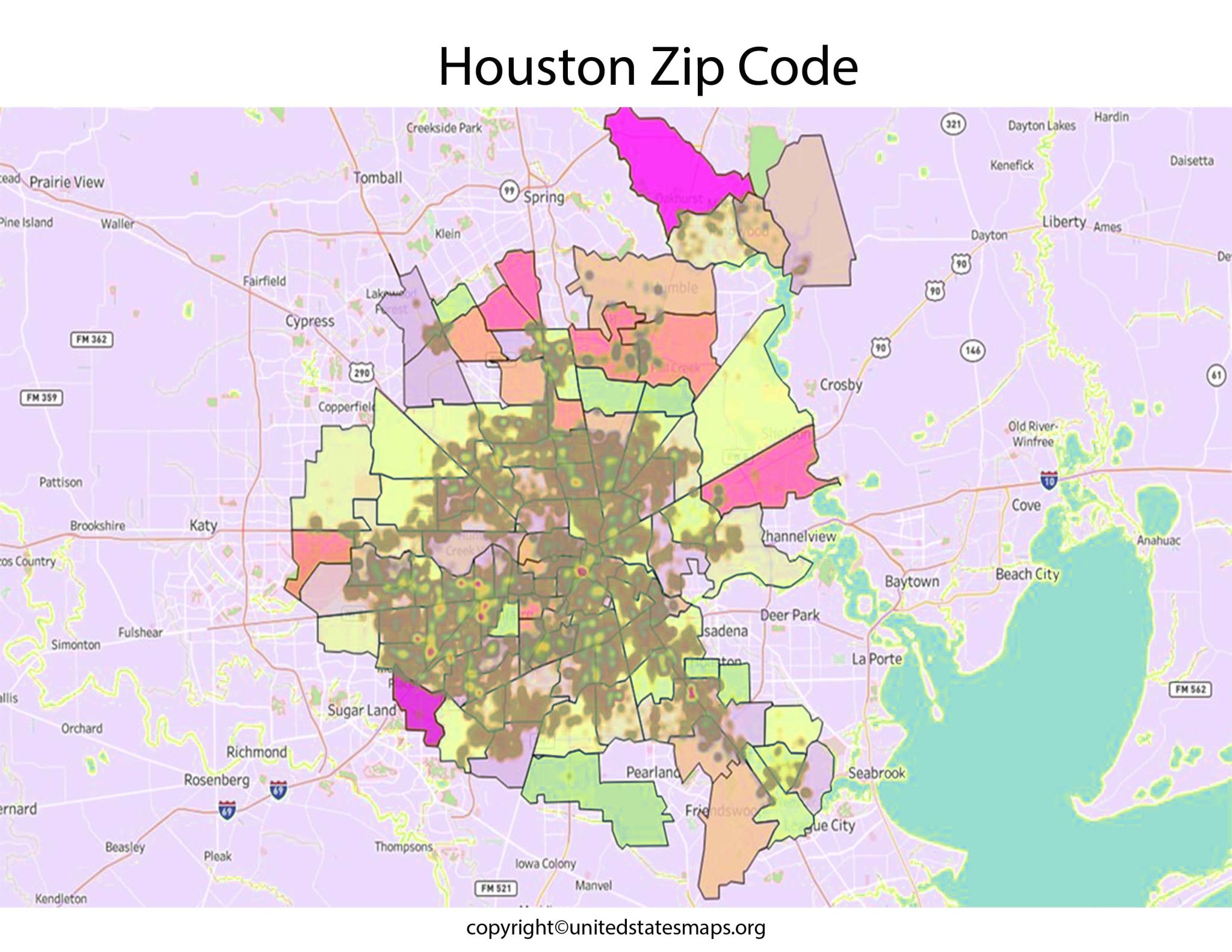 Houston Zip Code Map  Map of Houston Zip Codes