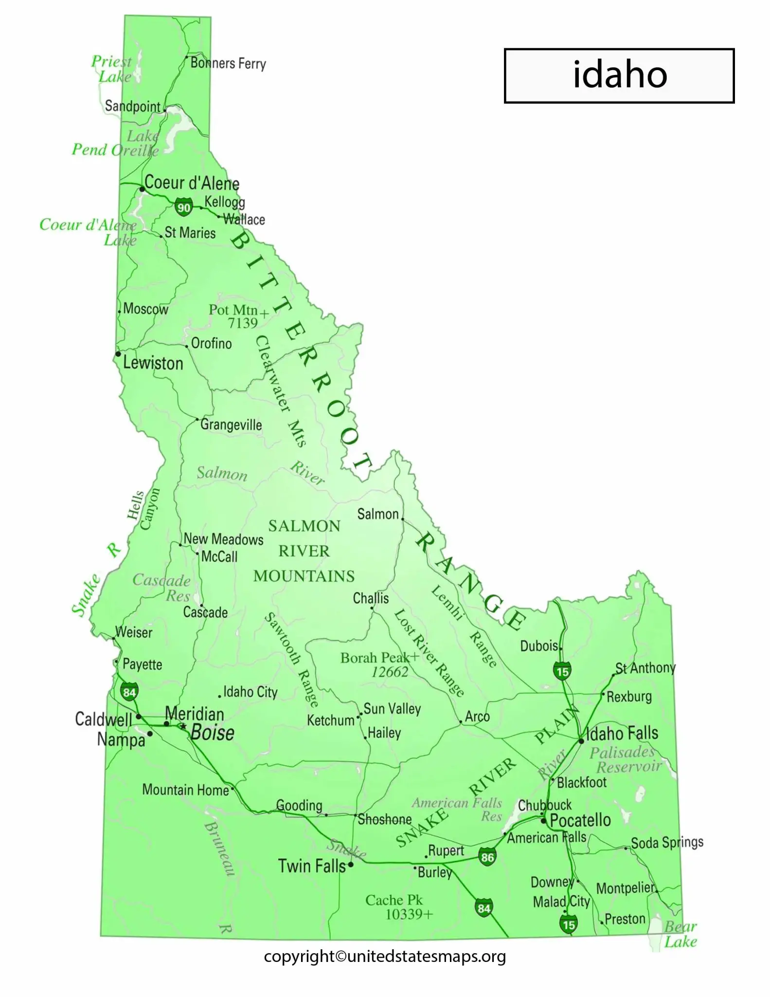 Idaho Political County Map 1583x2048 