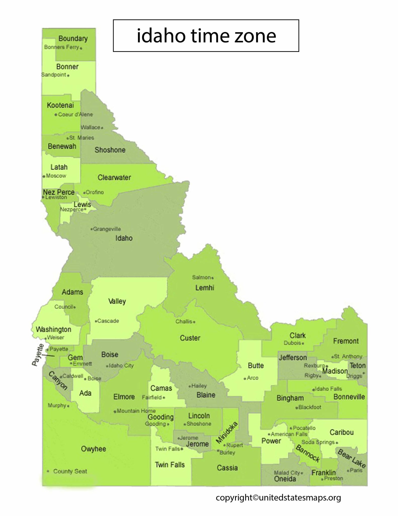 Idaho Time Zone Map