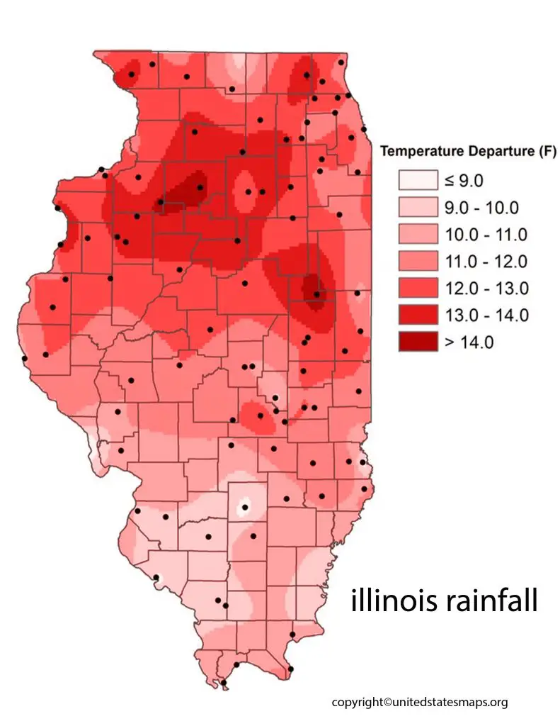 Illinois annual rainfall map
