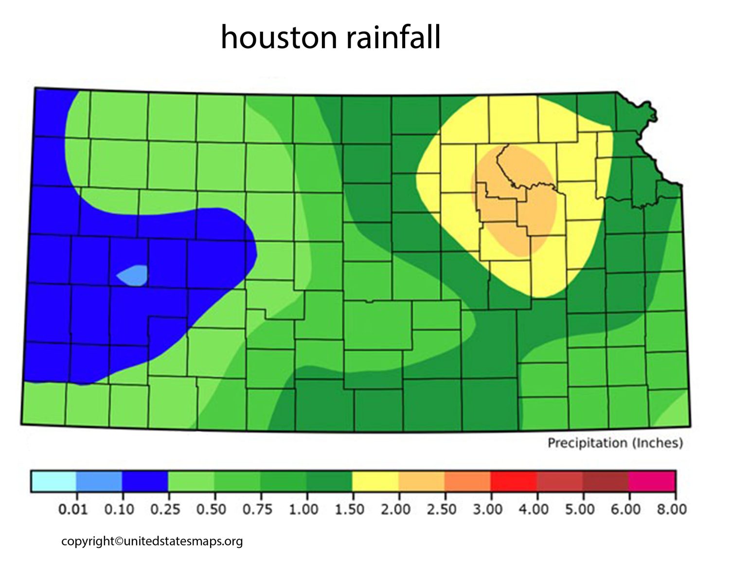 Kansas Rainfall Map | Rainfall Map of Kansas