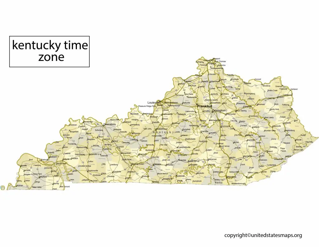 Kentucky Map with Time Zones