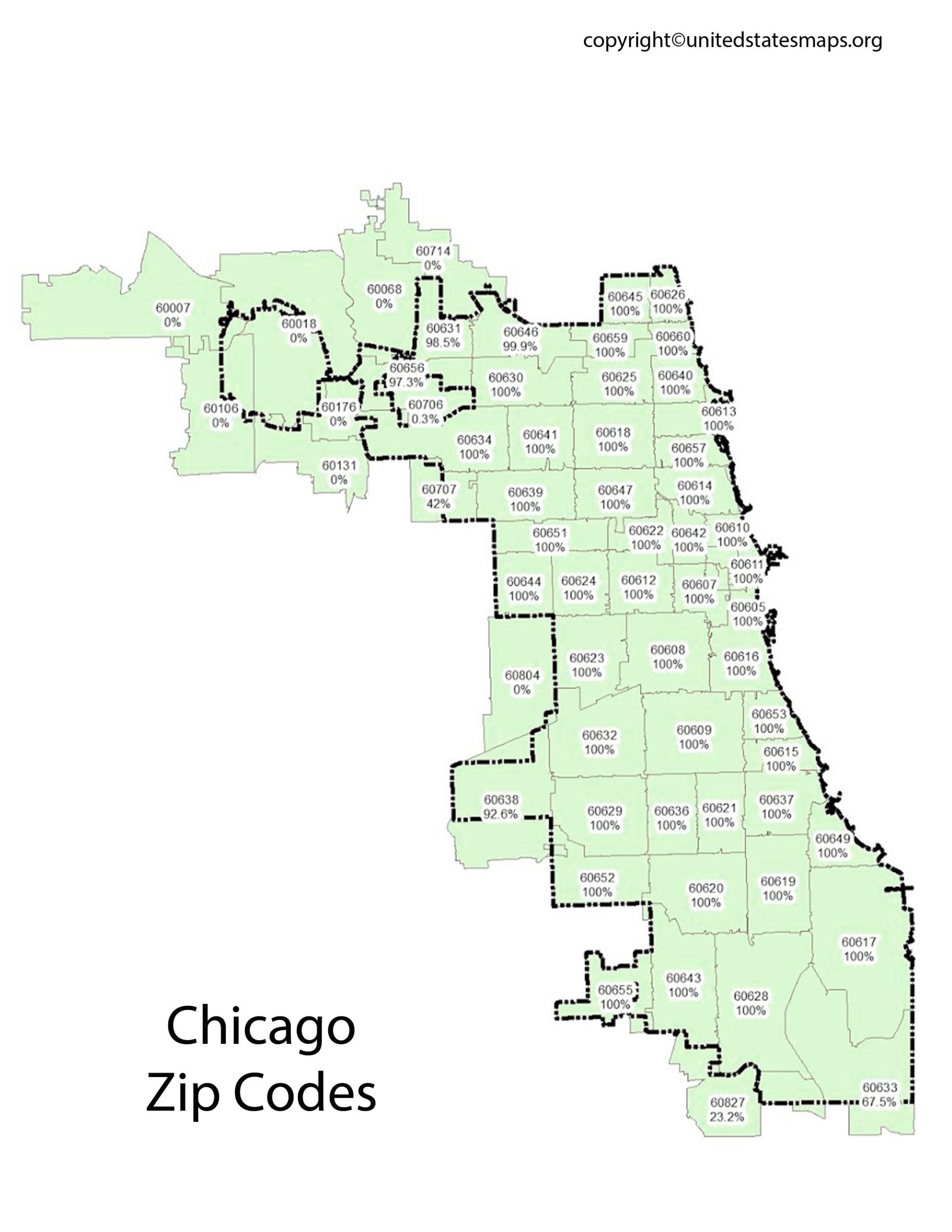 Chicago Zip Codes Map Zip Code Map of Chicago