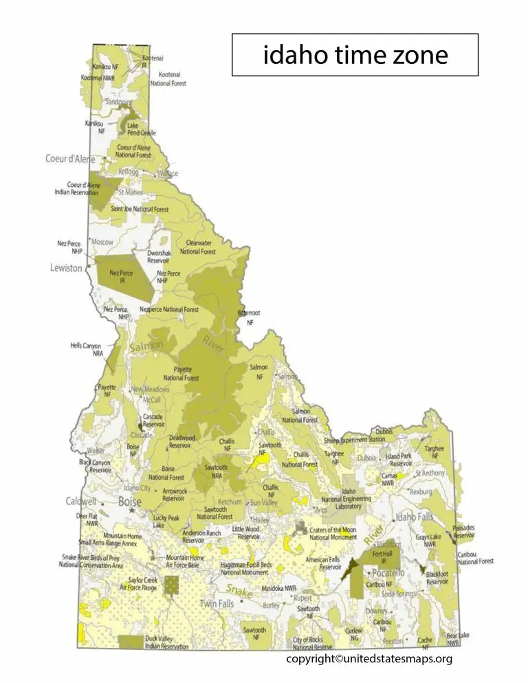 Idaho Time Zone Map