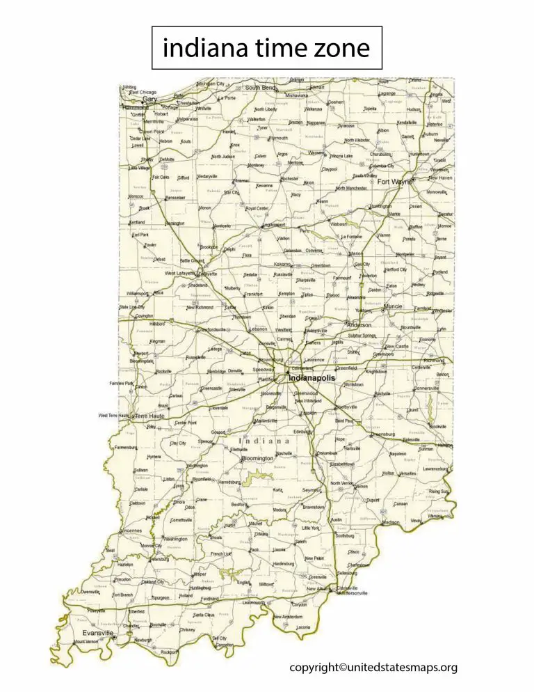 Indiana Time Zone Map Time Zones In Indiana Map