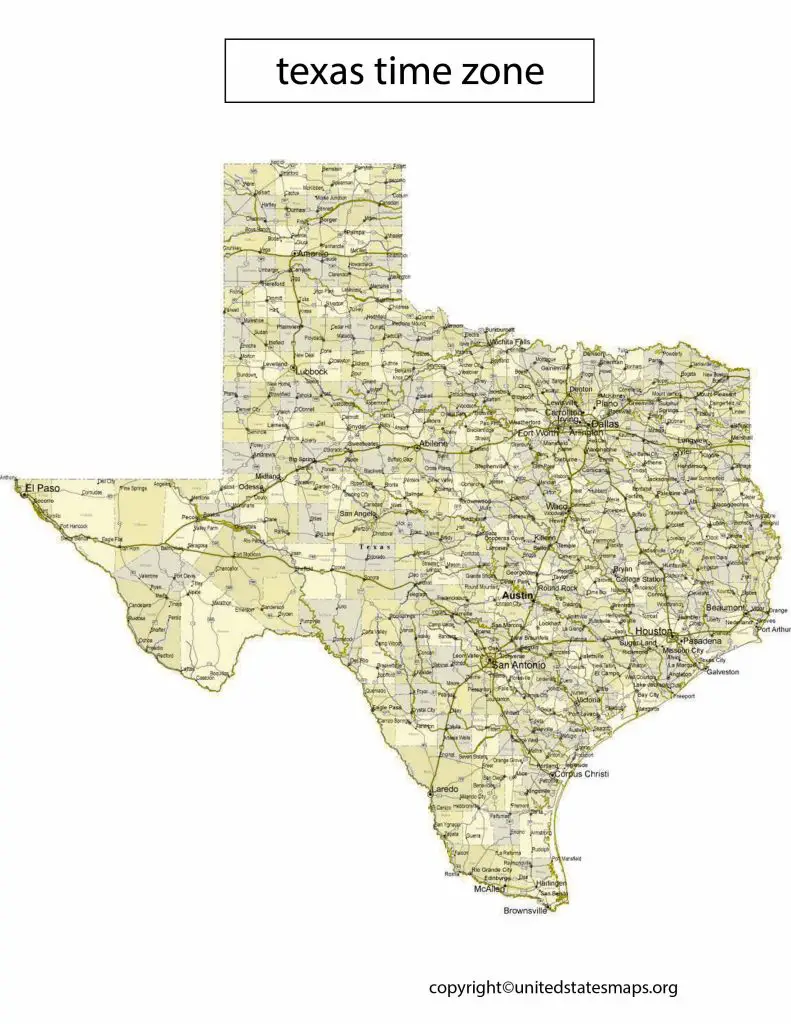 Map of Texas Time Zones