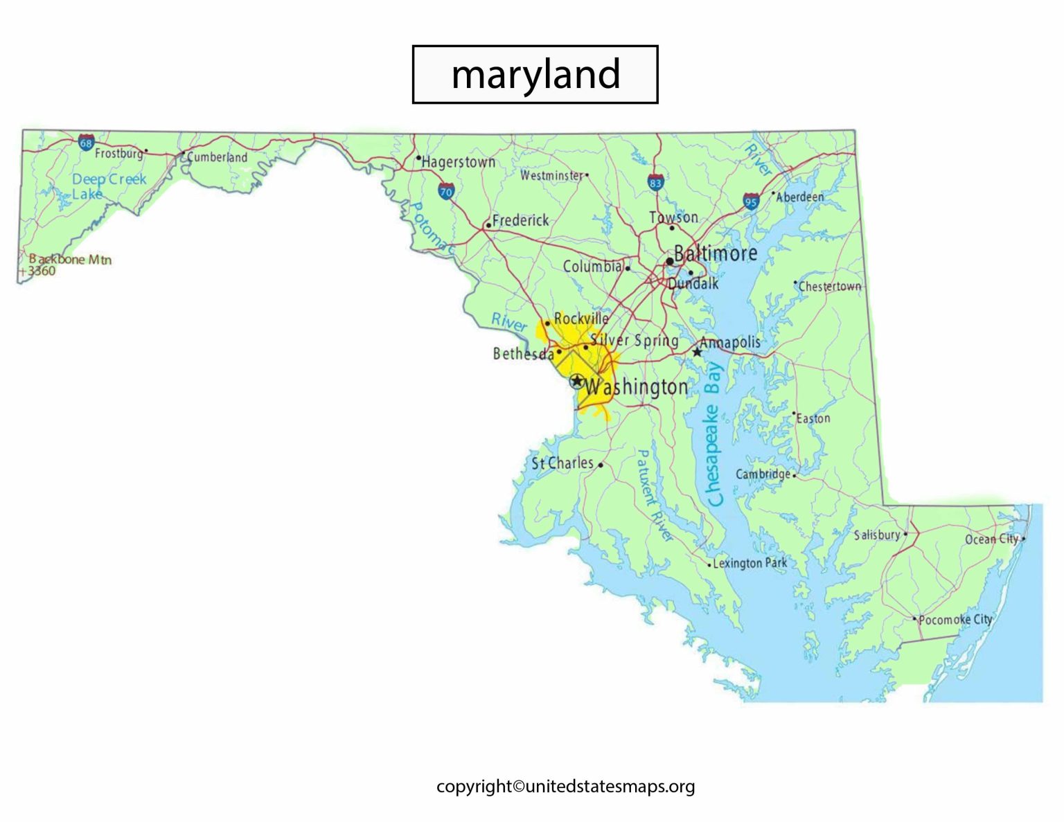 Maryland Political Map | Political Map of Maryland