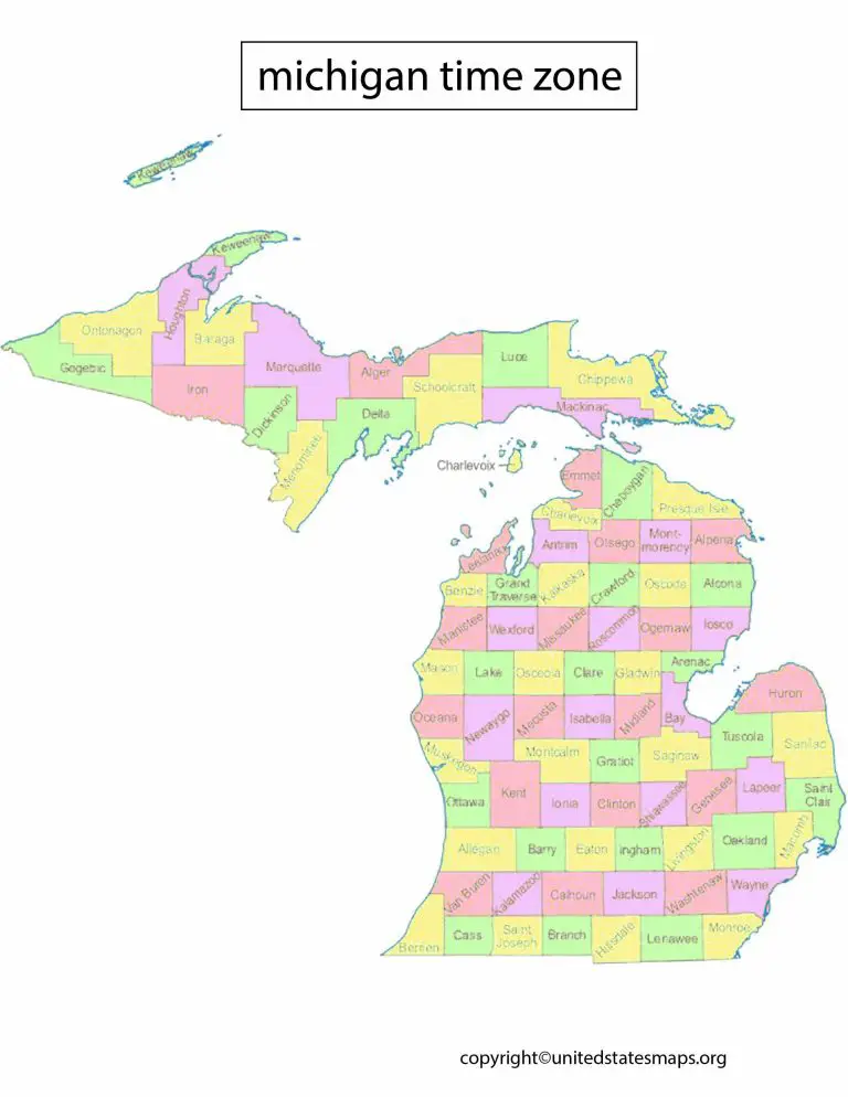 Michigan Time Zone Map Time Zone Map of Michigan