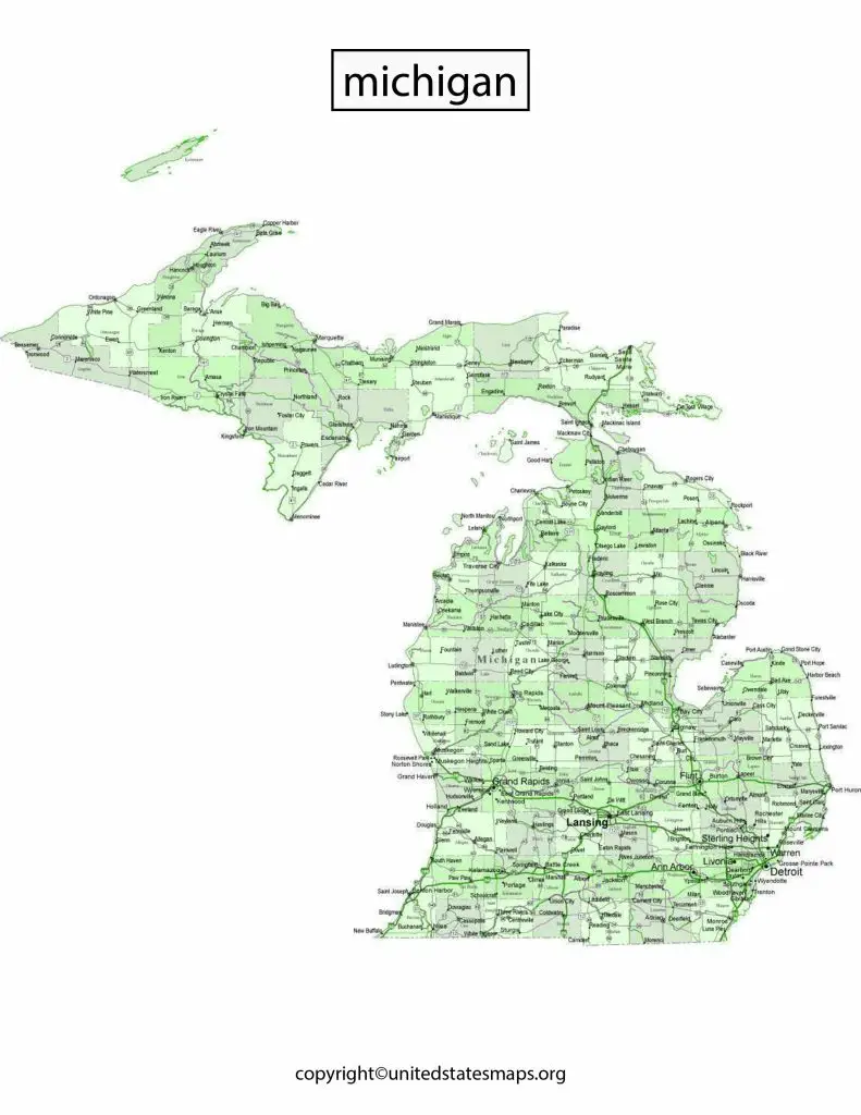 Michigan Map by Political Party