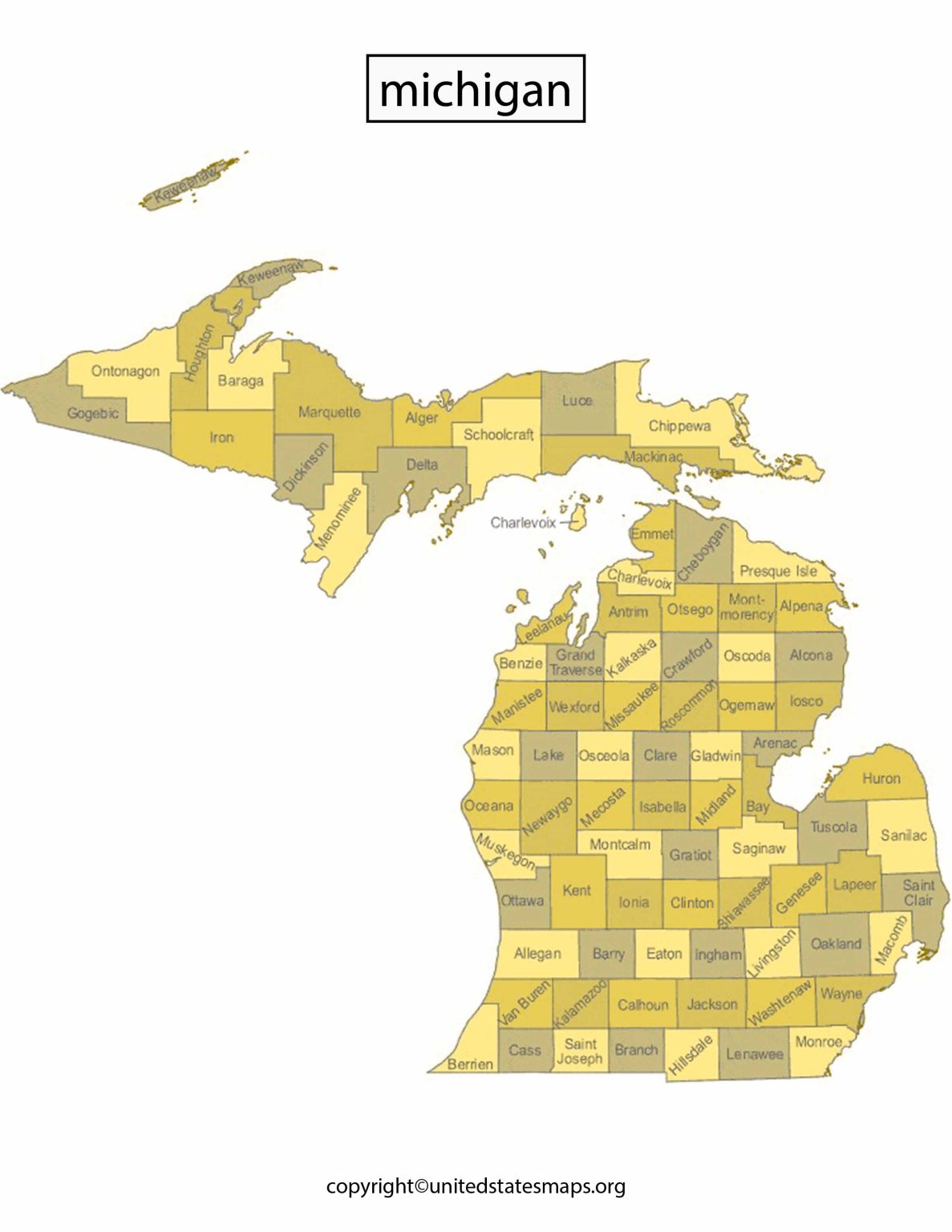 Michigan Political Map | Political Map of Michigan Counties