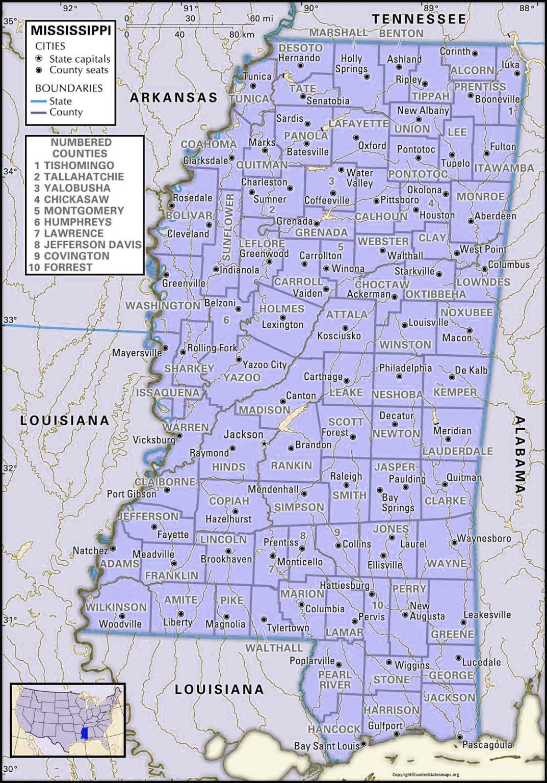 Mississippi County Map County Map Of Mississippi 6439