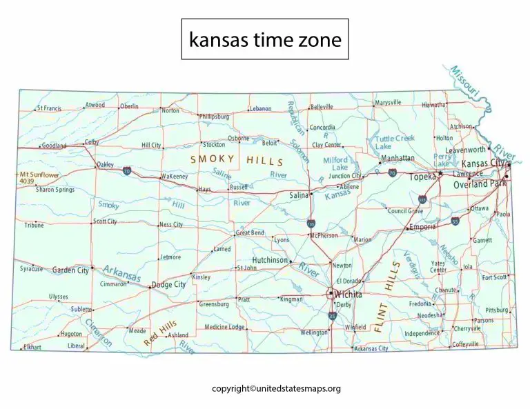 Kansas Time Zone Map Time Zone Map of Kansas