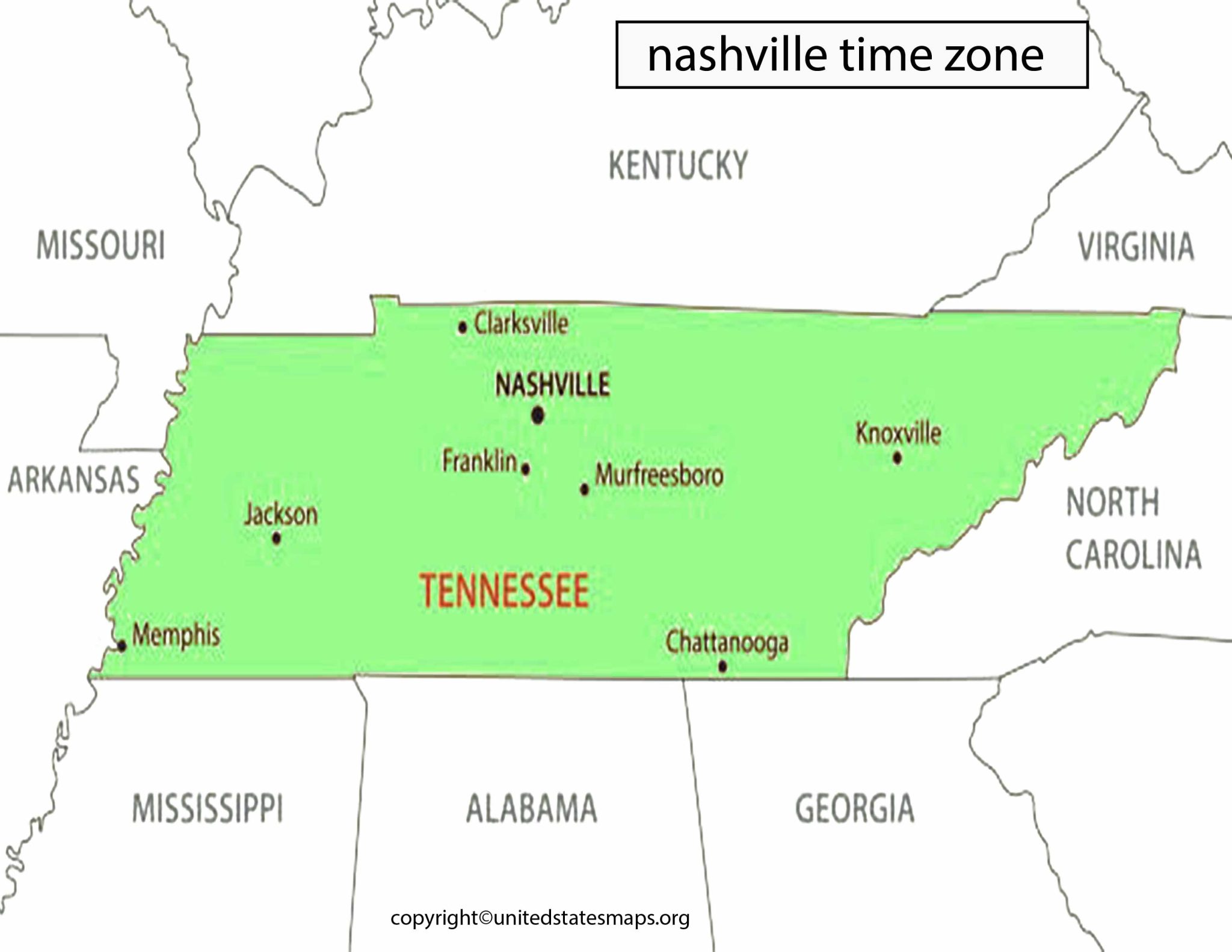 Nashville Time Zone Map Time Zone Map for Nashville Tn