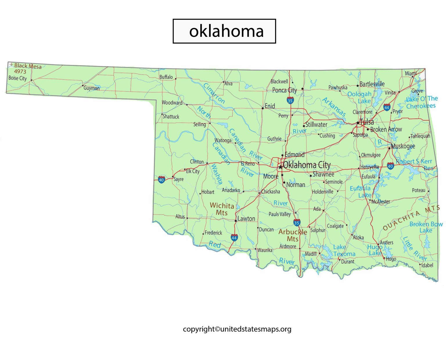 Oklahoma County Map | Map of Oklahoma Counties