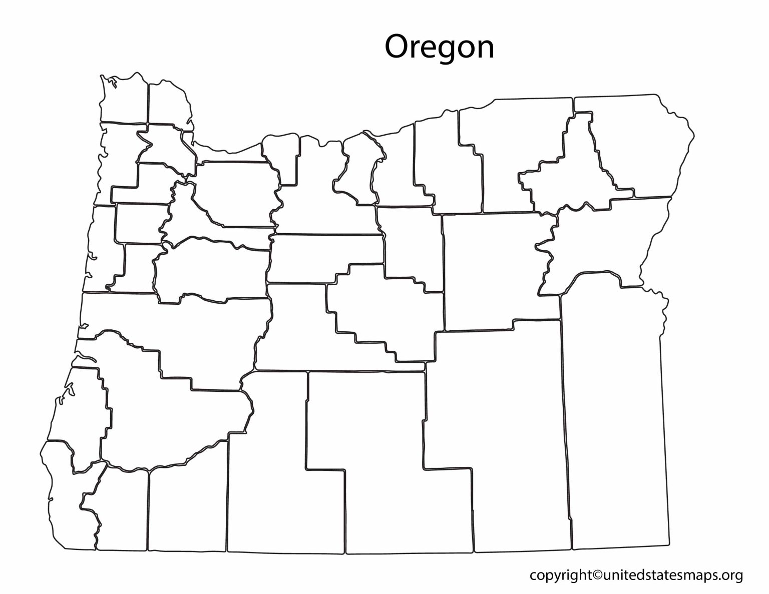 Blank Oregon Map | Printable Map Of Oregon in PDF